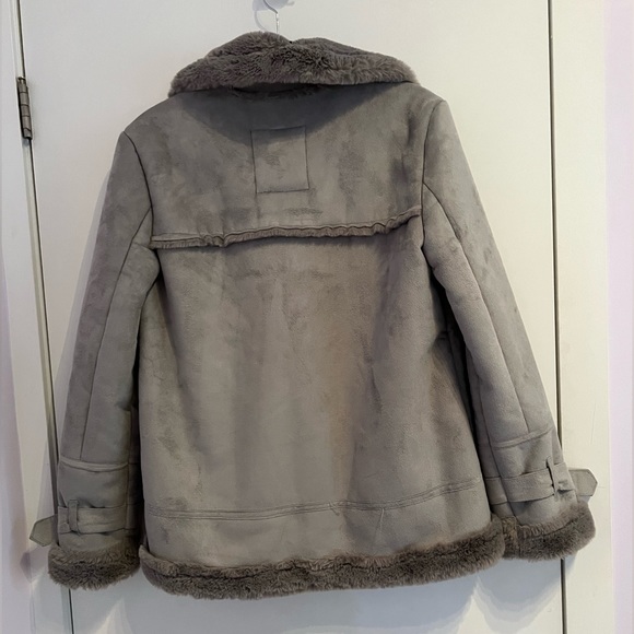 Hollister faux suede fur lined biker style jacket - size medium - Picture 3 of 6